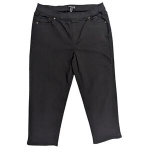 Susan Graver Pull-On Crop Jeans Women Size 10 Black Stretch 5-Pocket‎ Design